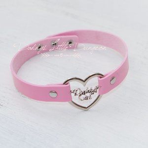 Pastel Pink Daddy's Girl Charm Heart Day Collar Lolita Choker for Cosplay